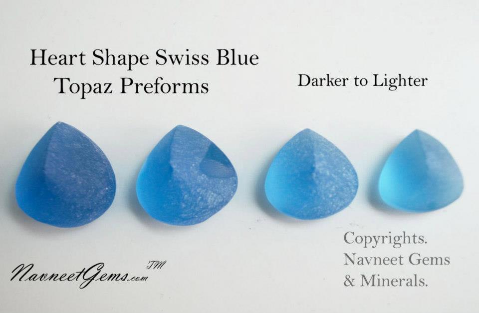 Heart Shape Swiss Blue Topaz Preforms