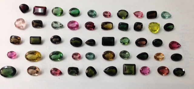multi tourmaline faceted stones mix color stones