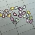 Rose cut sapphire pear shape yellow, pink color