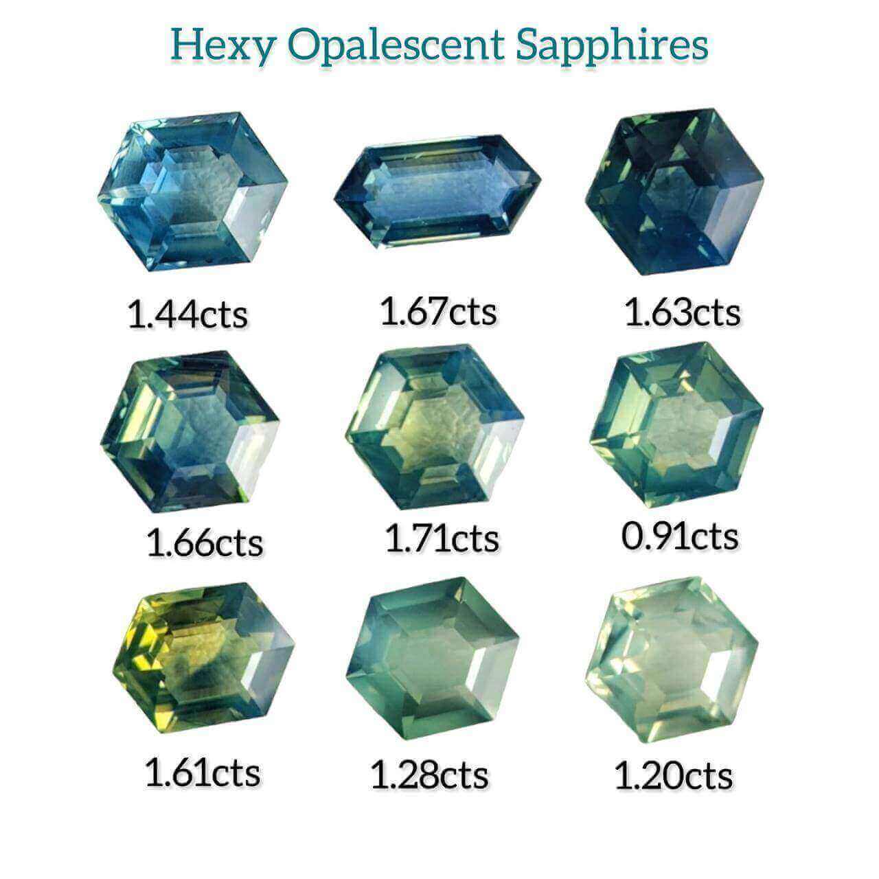 Hexagon Australain Sapphire, Heavy Opalescent Sapphires, Wholesale Sapphire, Hexagon Sapphires