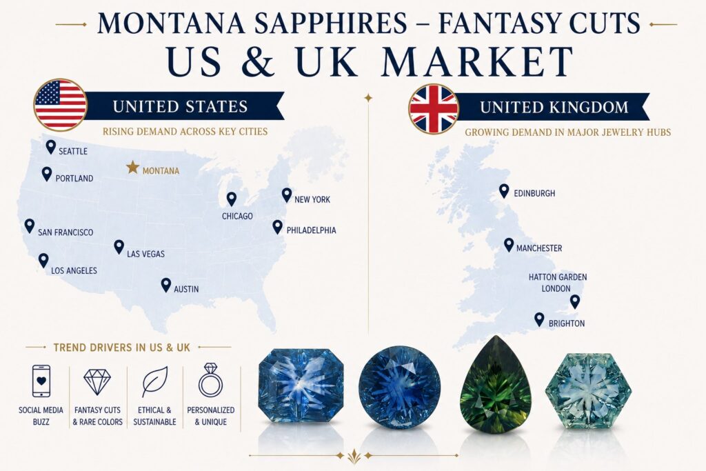 Fantasy - Cut Montana Sapphires gaining popularity in US & UK Market