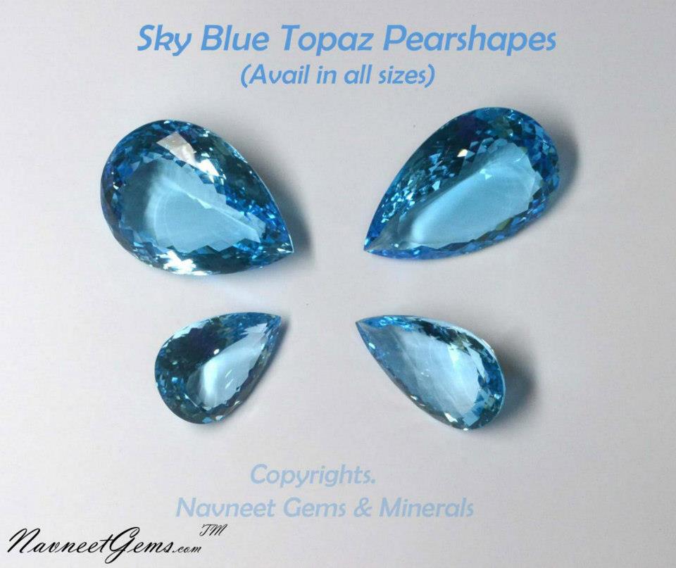 Sky Topaz Pears big and small size
