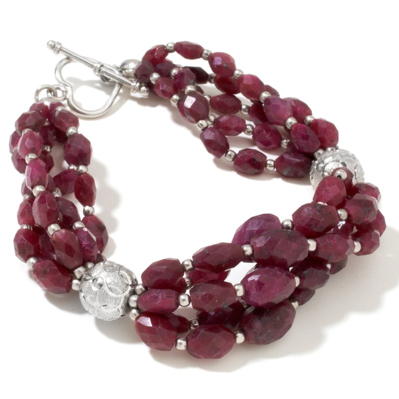faceted-ruby-sterling-silver-bead-bracelet