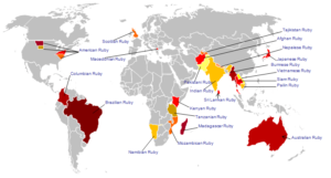 world map of ruby regions