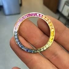 Rainbow sapphire bezel stones