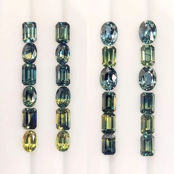 Australian teal and parti sapphires