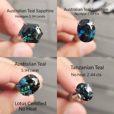 Different cuts and shape of Teal Sapphires