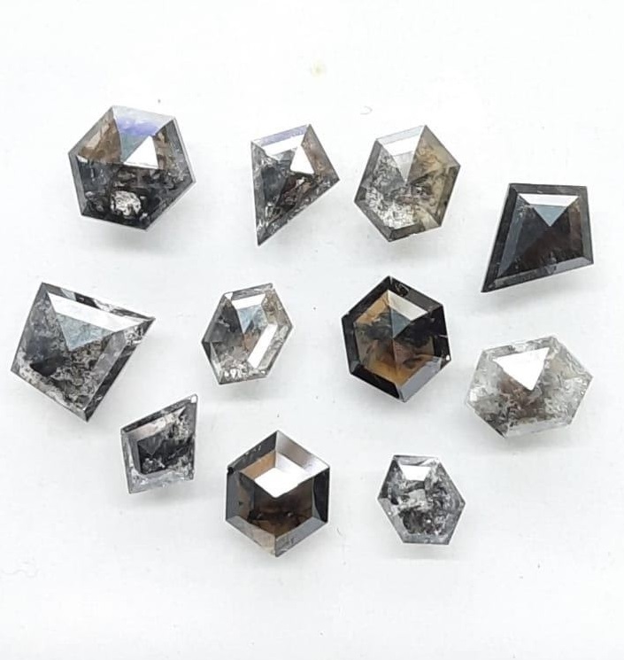 Fancy cut salt and pepper diamonds- NGM