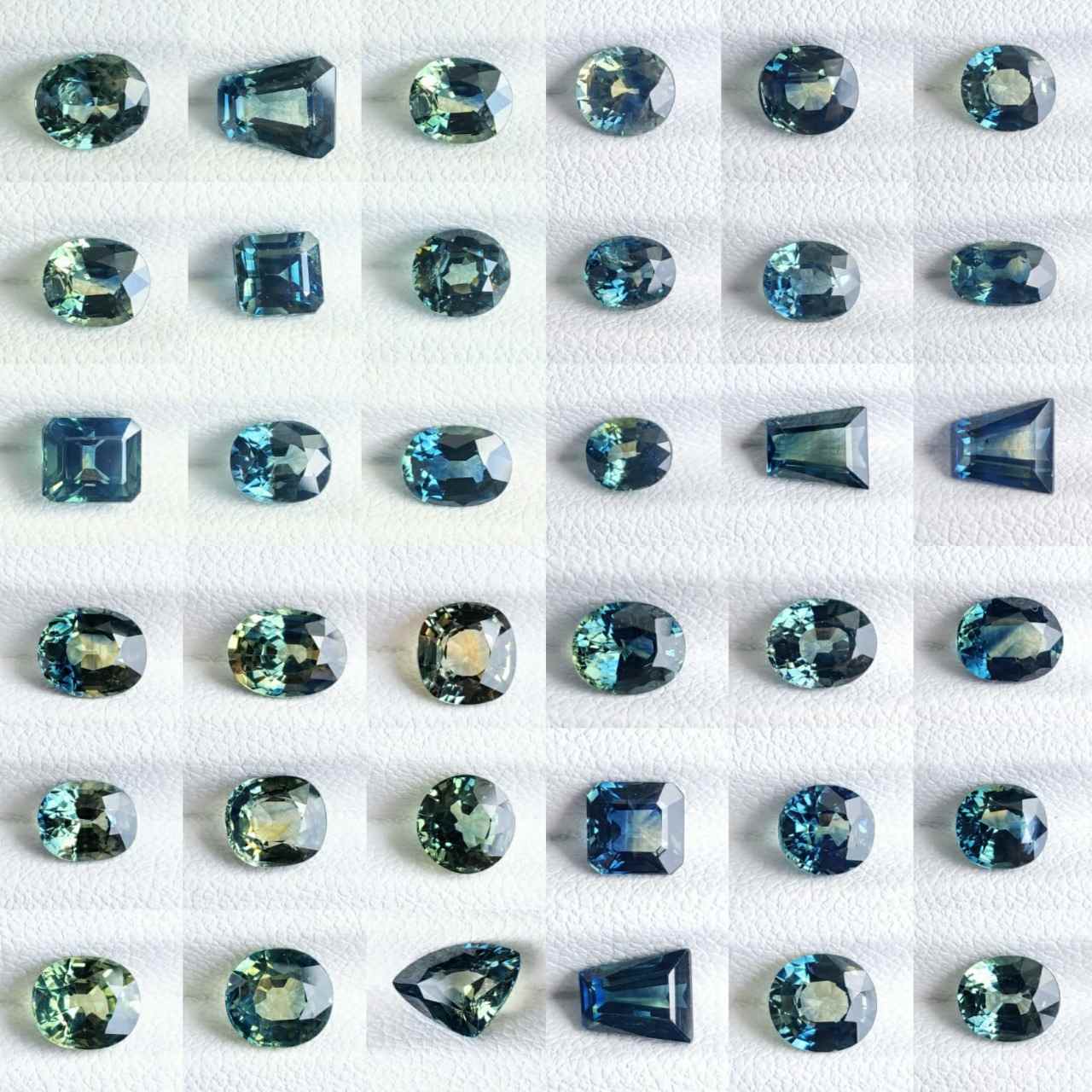Fancy and conventional cut teal sapphires