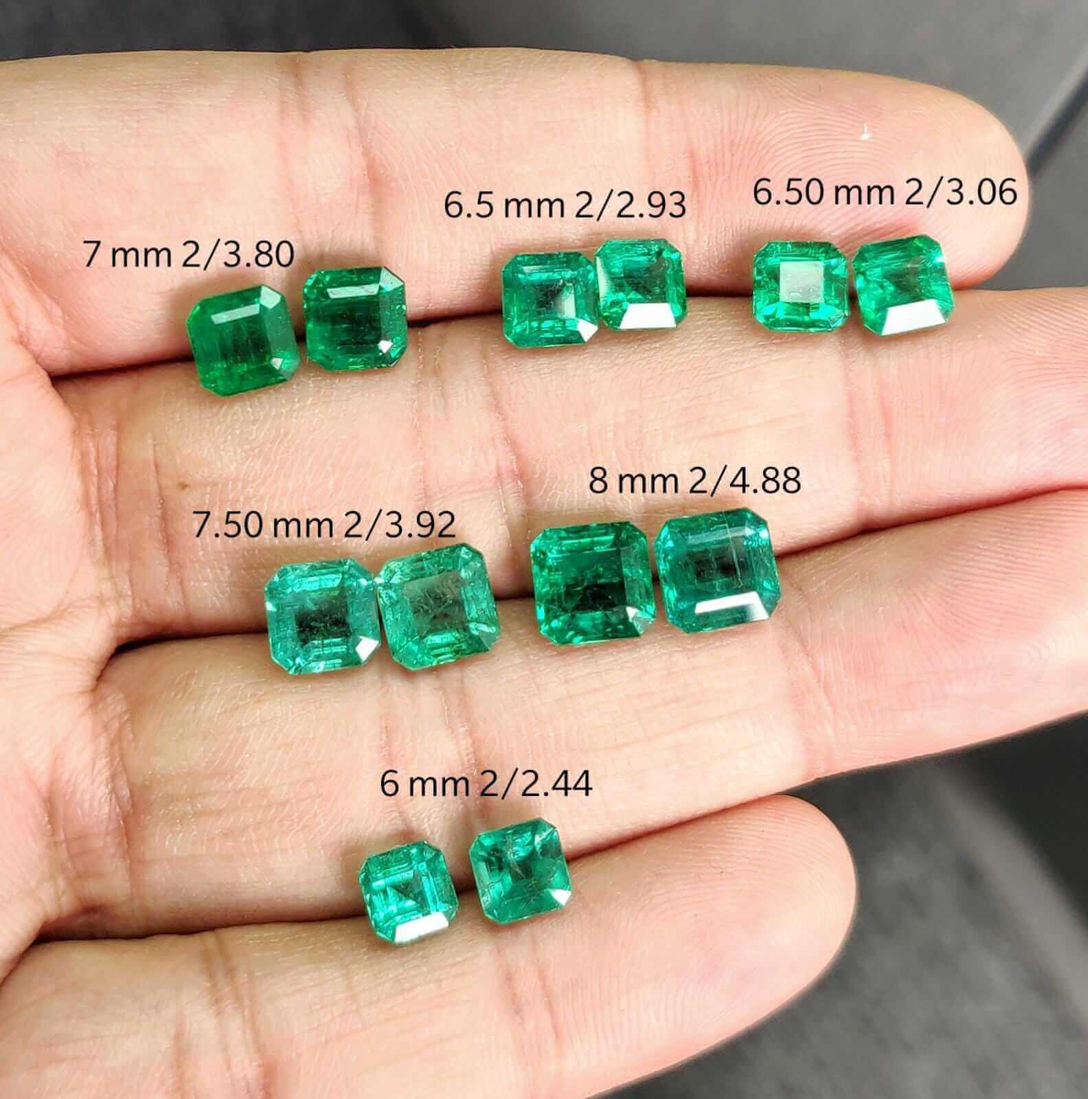 Emeralds Calibrated up to 10×8 and then Free-Size