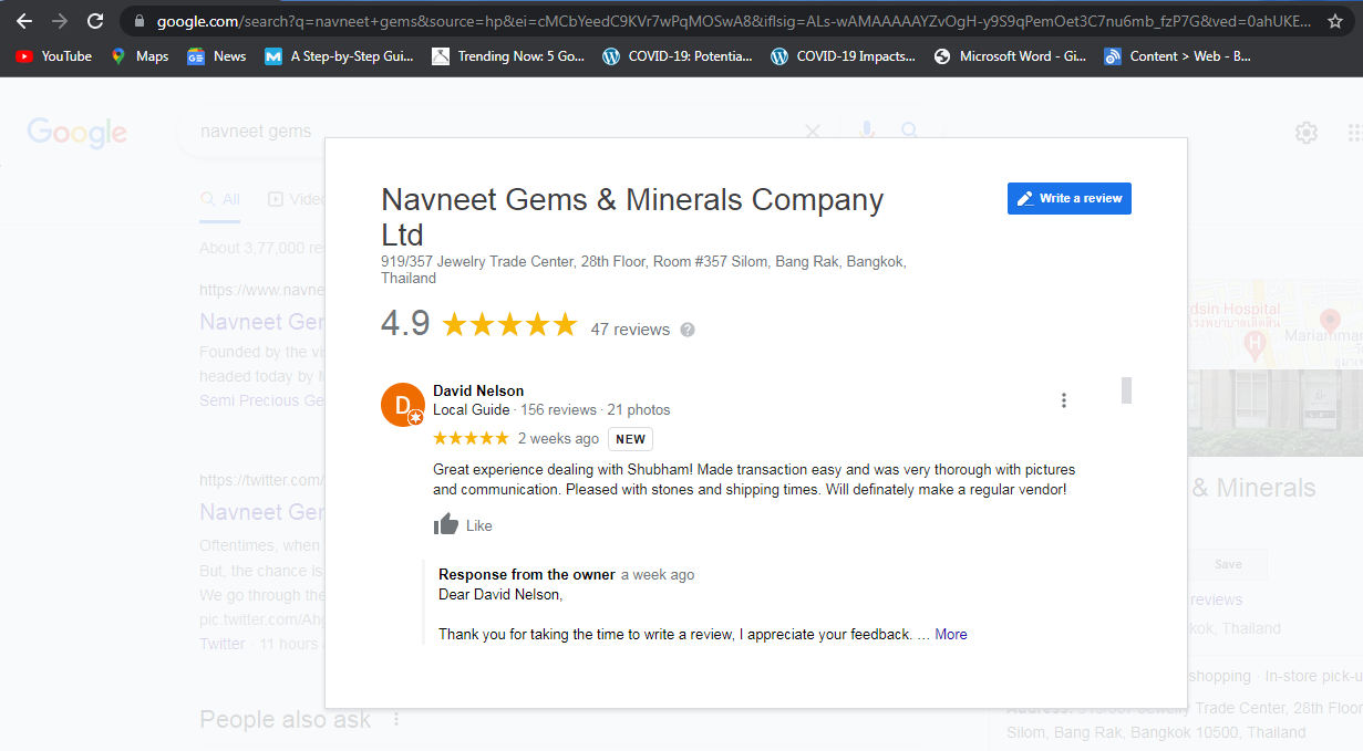 Navneet Gems & Minerals Customers Reviews