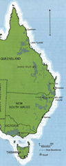 Basalt distribution in Eastern Australia