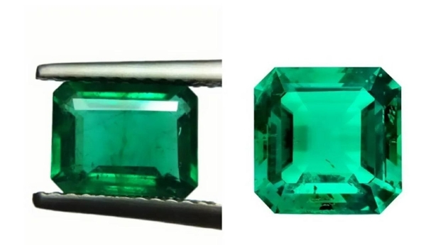 Colombian emerald (L) and Zambian emerald (R)