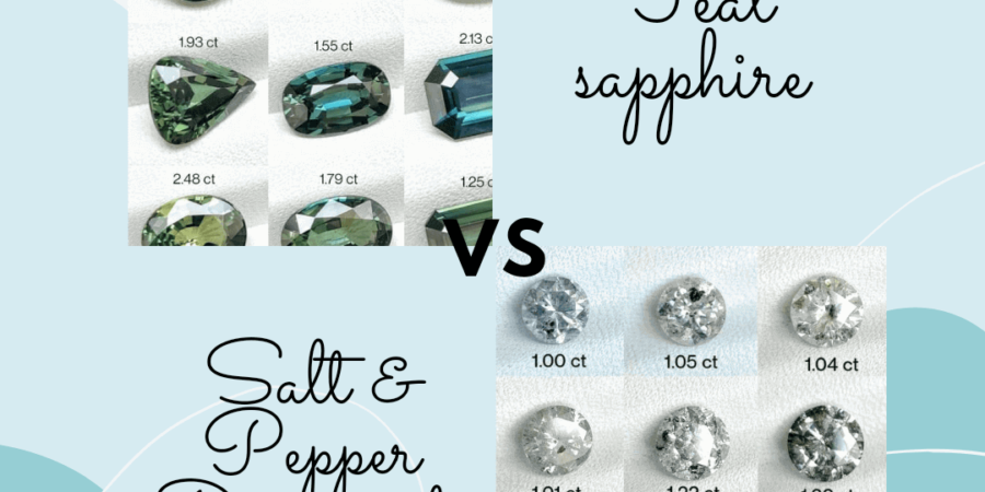 Teal Sapphire VS Salt & Pepper Diamonds