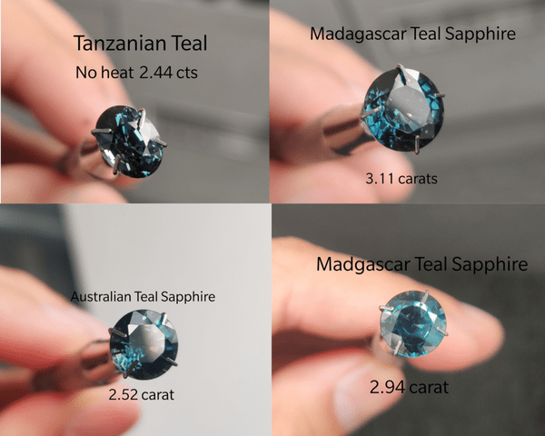 Different Cuts of Teal Sapphires - NGM