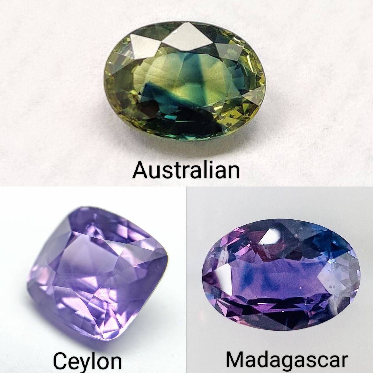 Three Different Shades and Shapes Sapphires