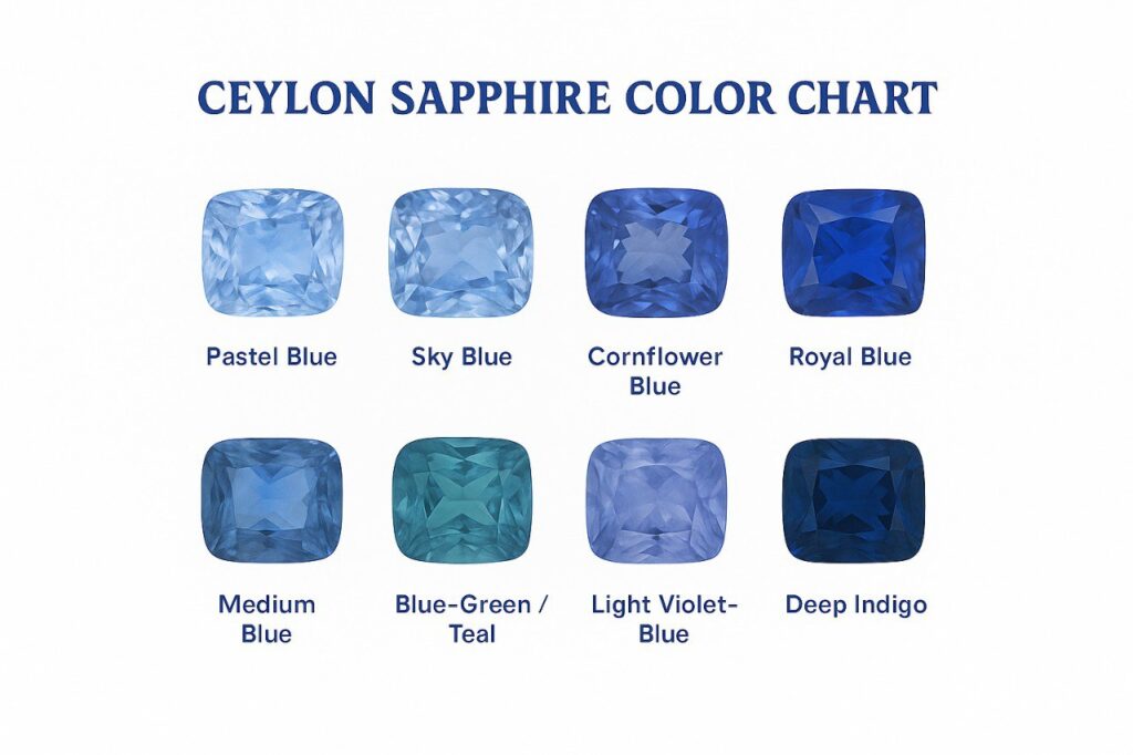 Sapphire Color Chart How To Choose The Right Shade Of Blue Sapphire Sapphire Color Chart How To Choose The Right Shade Of Blue Sapphire